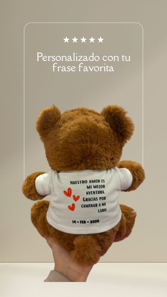 Personalized Teddy Bear with Custom T-Shirt – Photo & Message (11”)