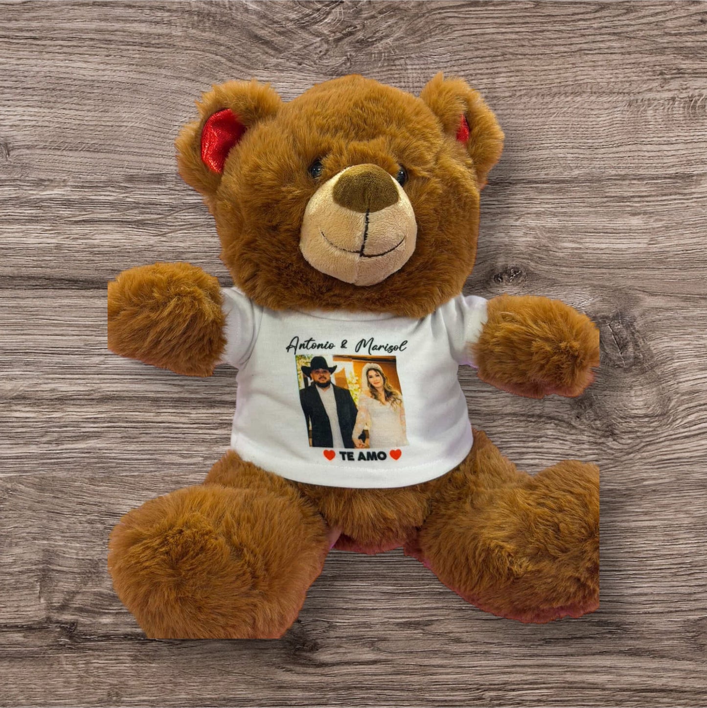 Personalized Teddy Bear with Custom T-Shirt – Photo & Message (11”)